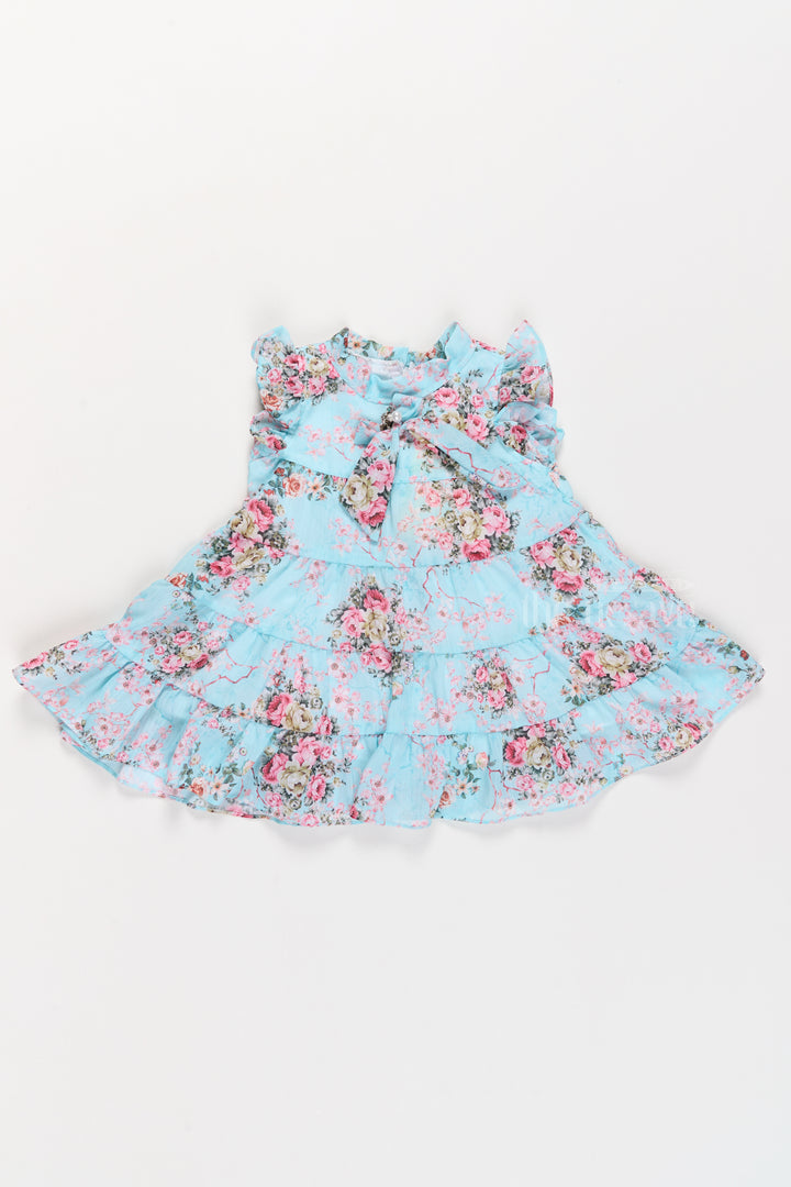 Party Wear Short Frock for Girls with Floral Patterns and Layered Skirt