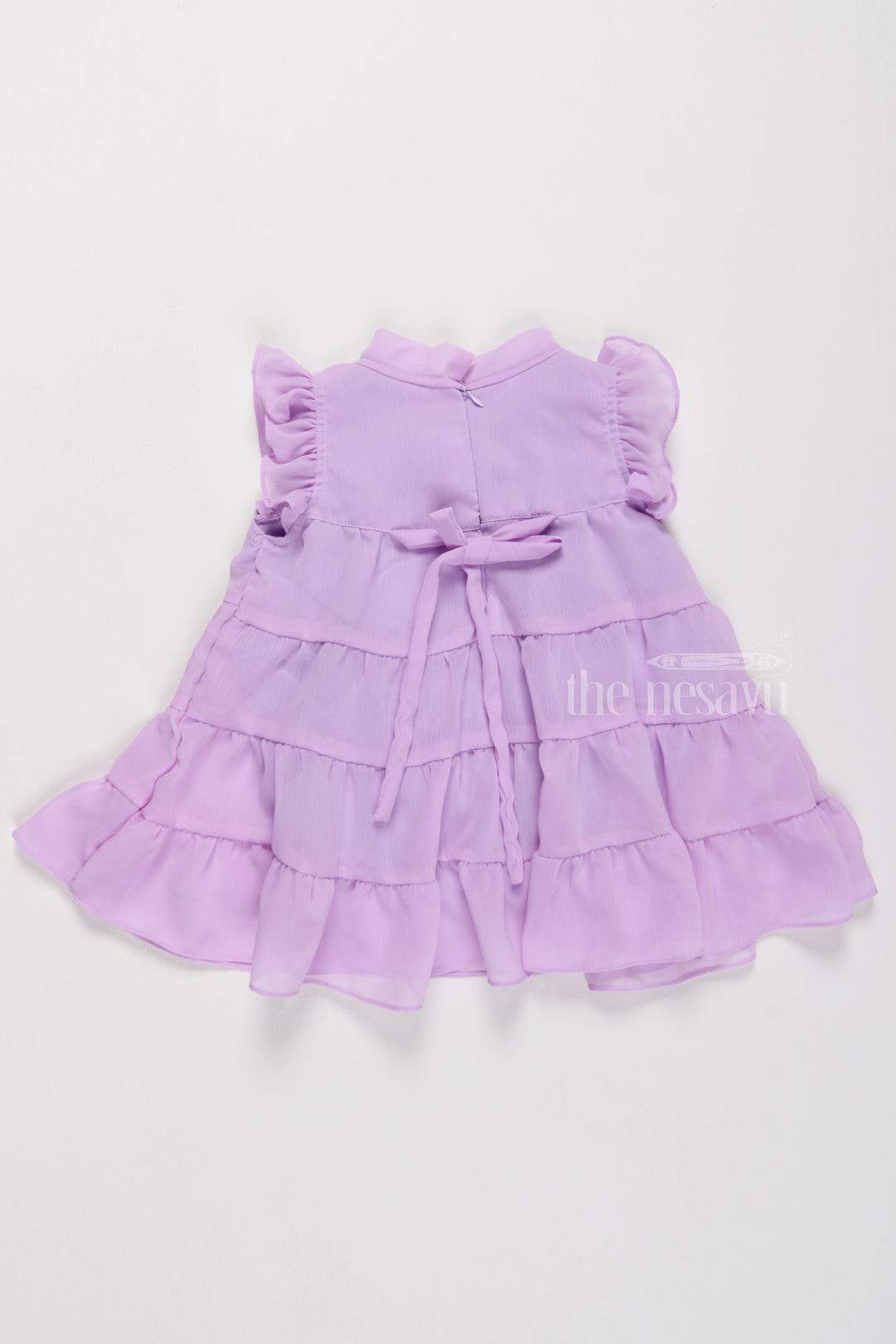 Elegant Purple Girls Dressing Gown with Layered Ruffle Design