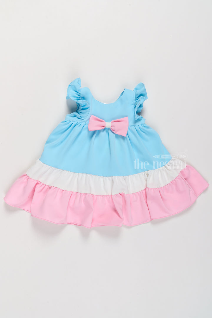 Adorable Pastel Pink and Yellow Girls Party Dress with Layered Ruffle Design