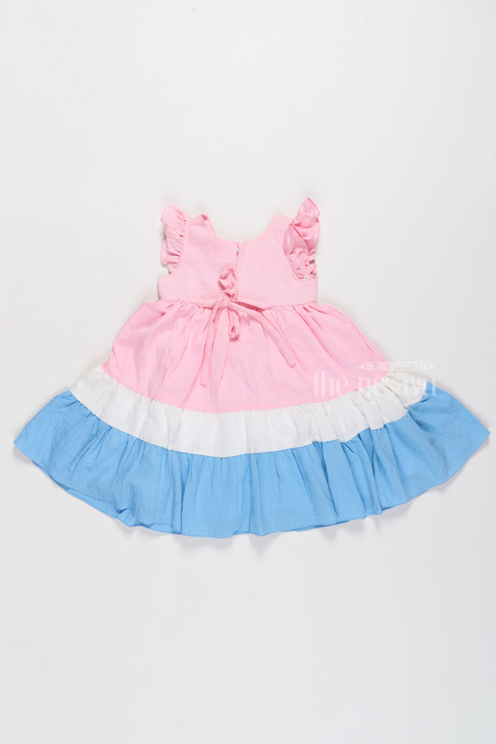 Indo Western Dress with Tiered Ruffle Hem and Contrast Bow Design for Girls