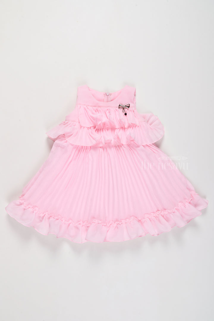 Mini Dress with Ruffle Accents and Elegant Pleated Layers for Girls