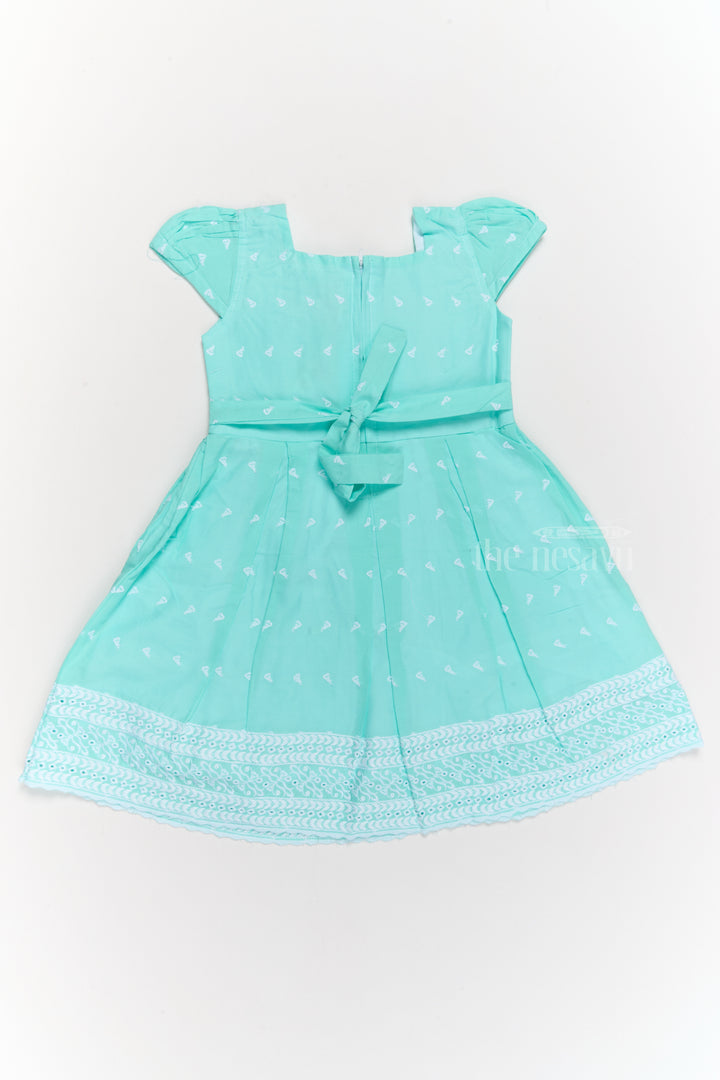 Cotton Dress New for Girls with Pleated Skirt, Lace Trim, and Bow Details