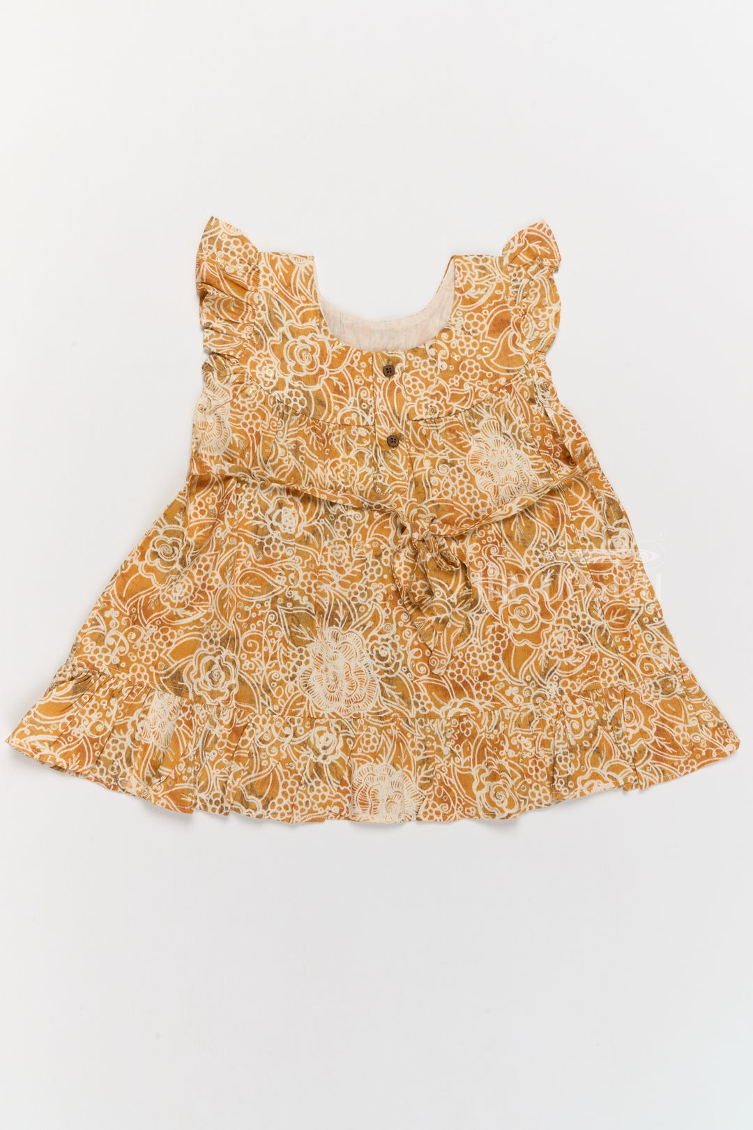 Elegant Girls Cotton Summer Dress with Vibrant Floral Pattern and Delicate Lace Design