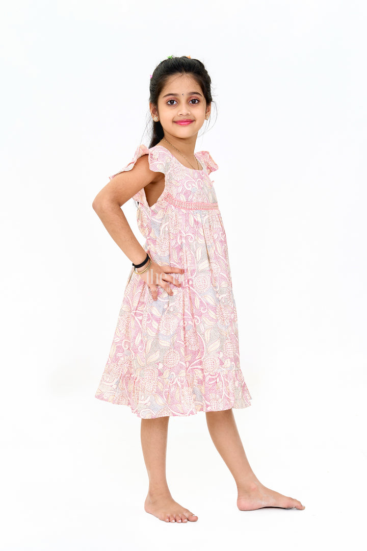 Trendy Girls Casual Cotton Dress with Chic Floral Patterns and Soft Rayon Fabric