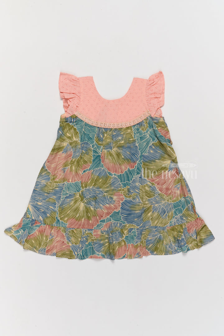 Trendy Girls Cotton New Dress with Vibrant Leaf Print and Lace Yoke