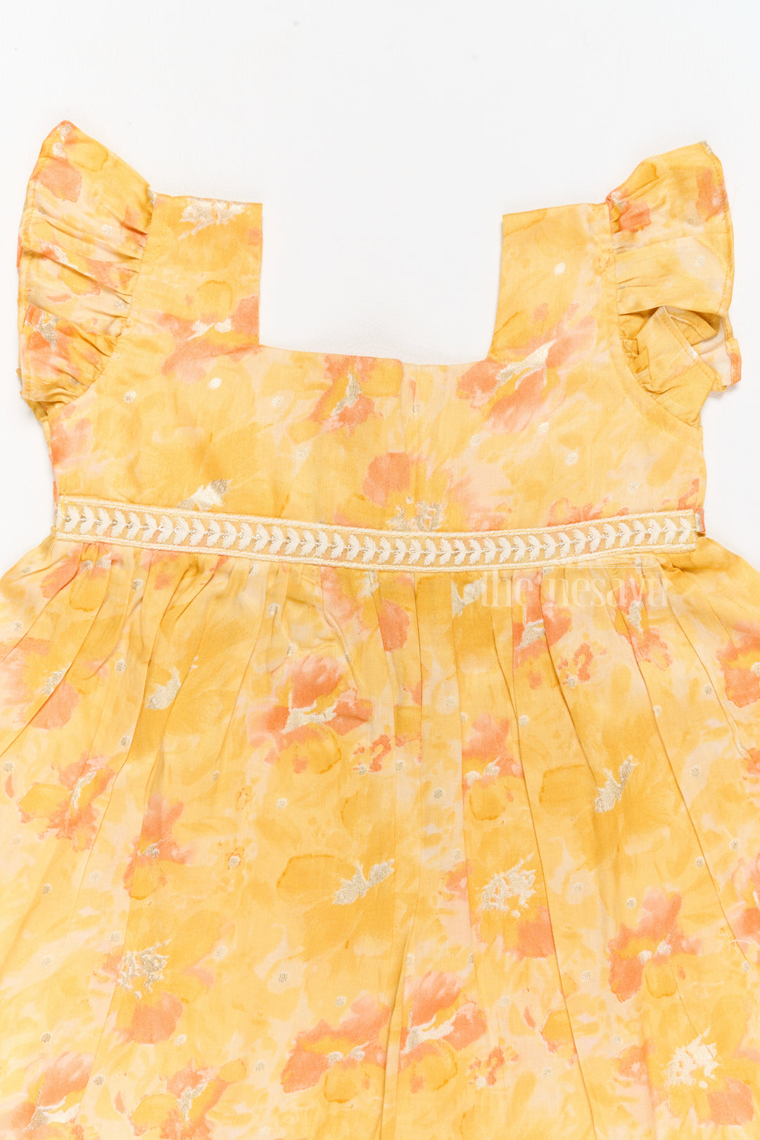 Girls Cotton Summer Dress for Babies with Yellow and Orange Floral Prints