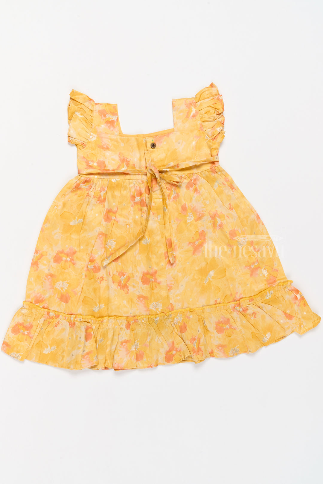 Girls Cotton Summer Dress for Babies with Yellow and Orange Floral Prints