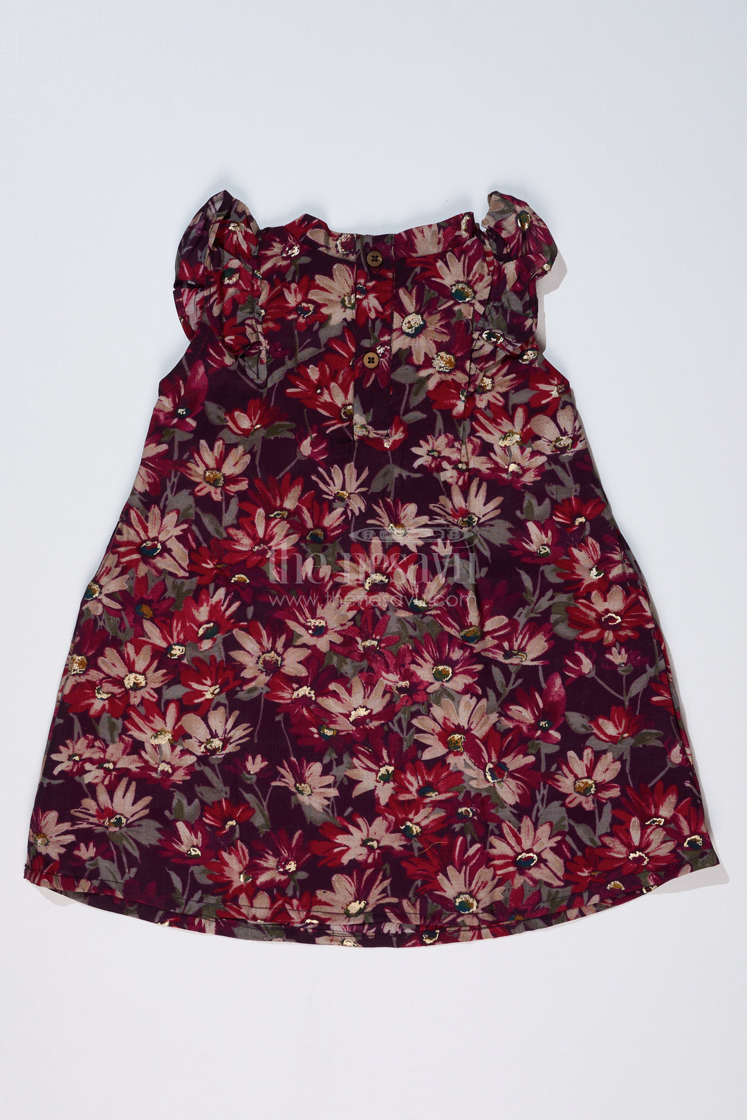 Girls Half Frock Dress in Muslin Silk with Floral Print and Decorative Bow