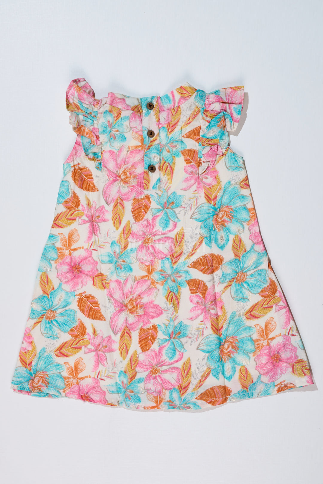 Girls Trendy Floral Long Frock in Muslin Silk with Elegant Pleats and Bow Detail