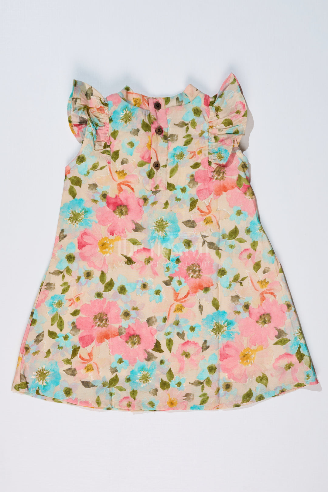 Girls Casual Frocks in Muslin Silk with Soft Floral Print and Stylish Bow