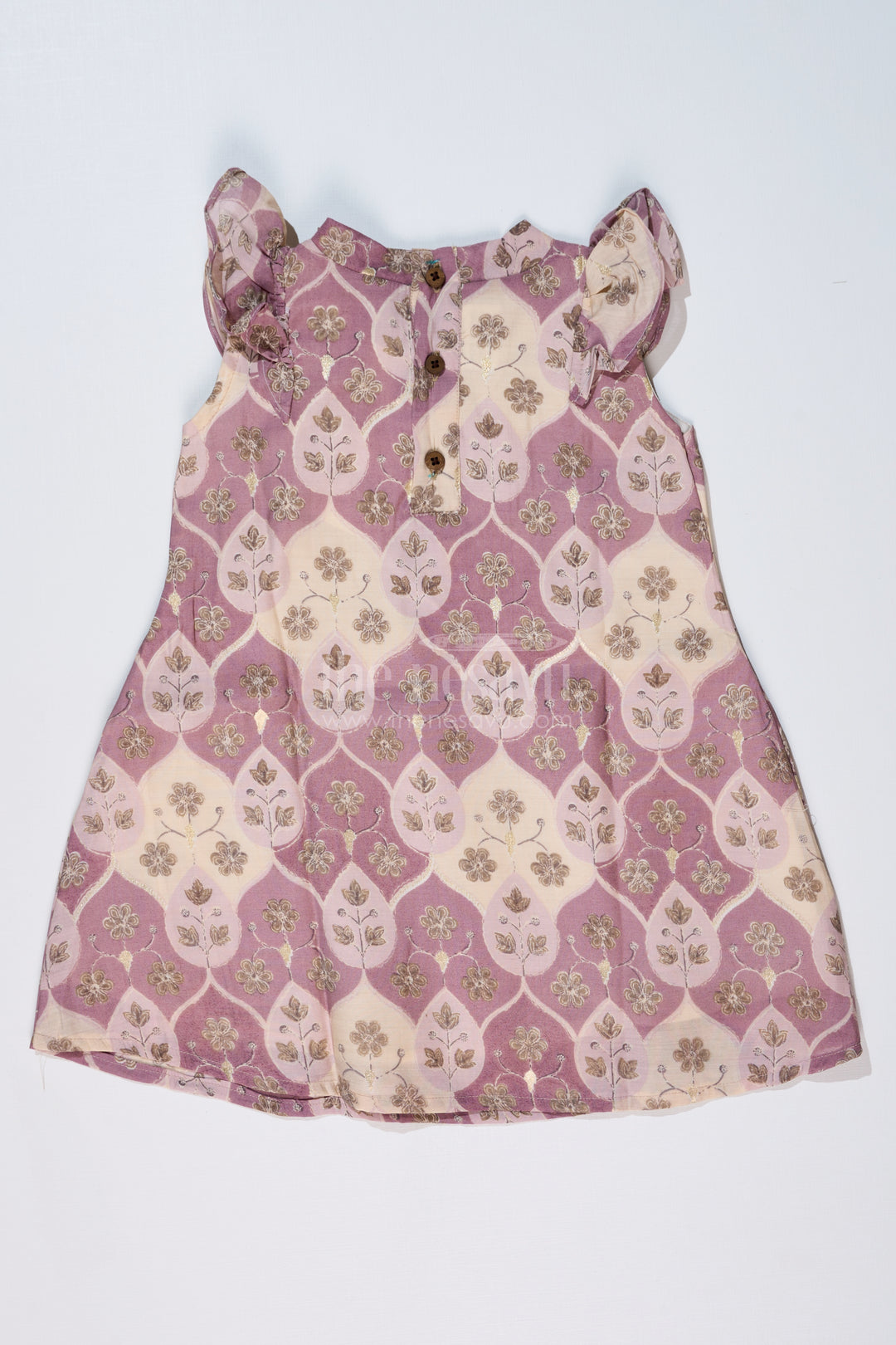 Girls Cotton Blend Casual Dresses in Muslin Silk with Delicate Floral Design