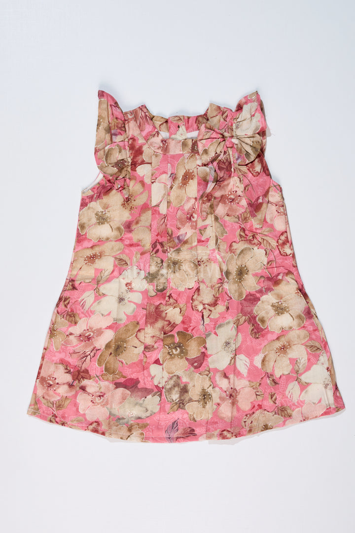 Girls Floral Evening Dress with Pleated Design and Soft Cotton Fabric for Graceful Comfort