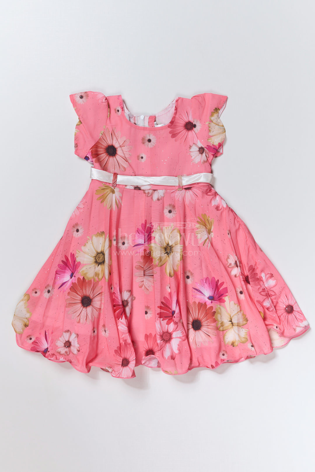 Charming Cotton Floral Frocks for Girls with Ruffled Sleeves and Elegant Print