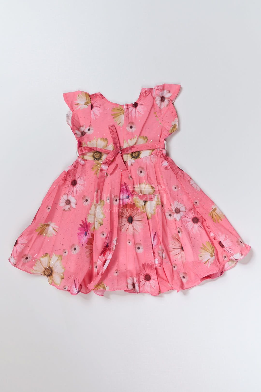 Charming Cotton Floral Frocks for Girls with Ruffled Sleeves and Elegant Print