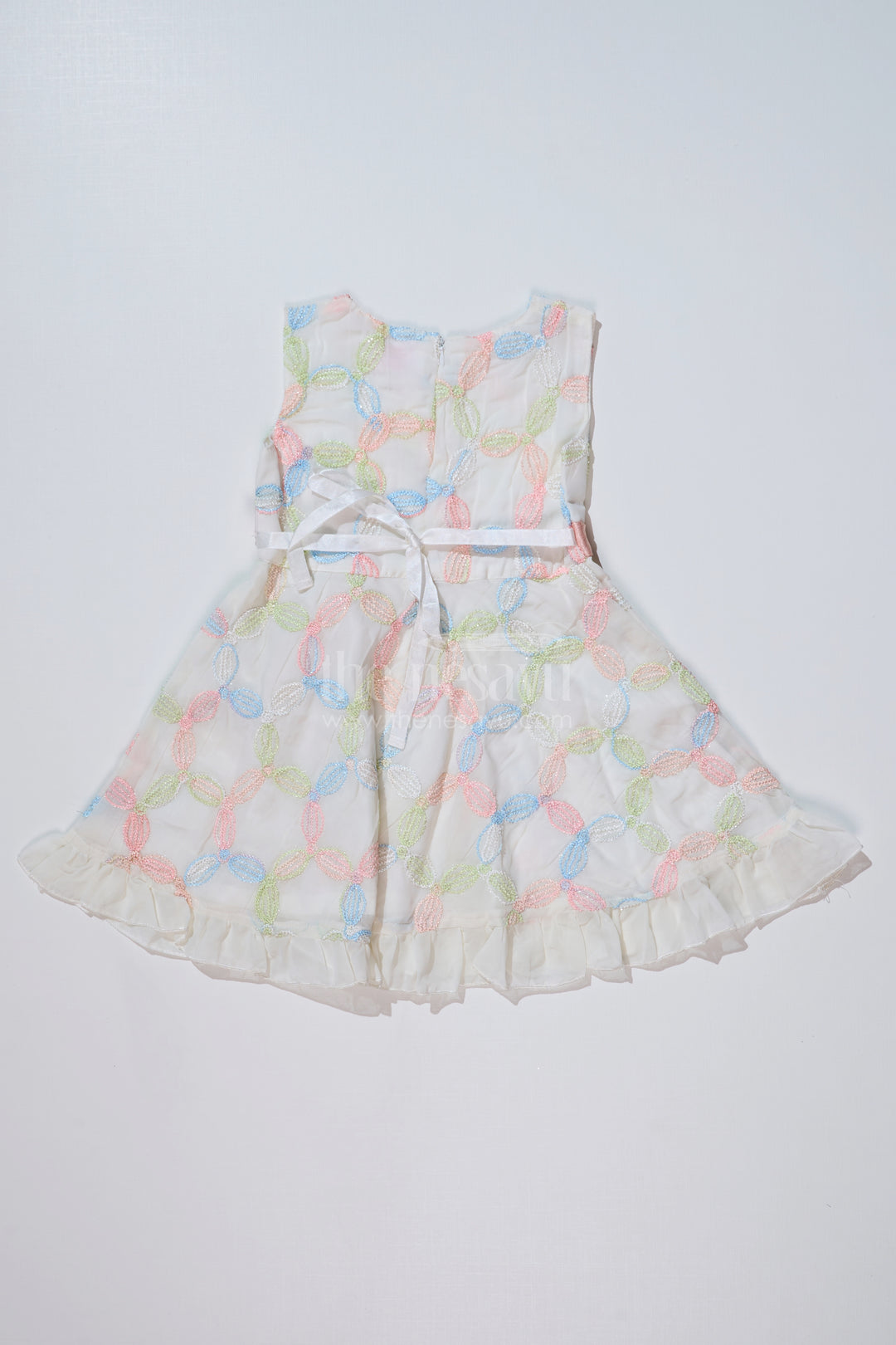 Stylish Multi Color Casual Dress for Girls in Fancy Designer Fabric with Bow Accent