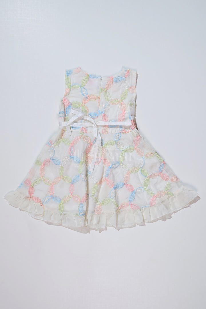 Stylish Multi Color Casual Dress for Girls in Fancy Designer Fabric with Bow Accent