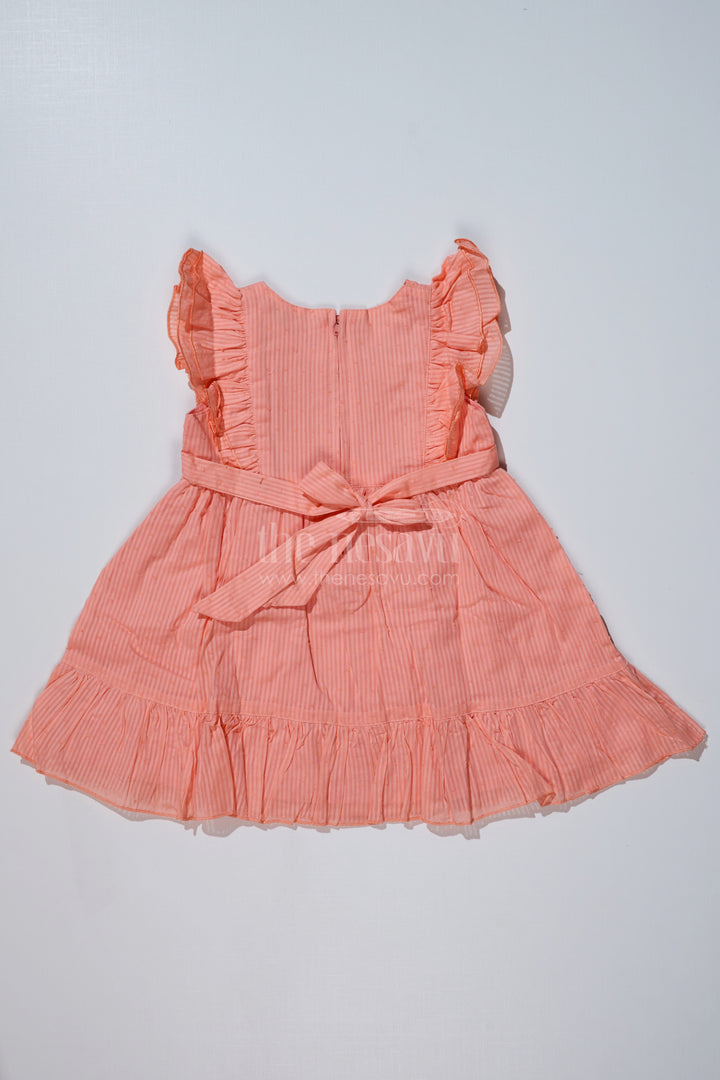 Simple Evening Dress for Girls in Cotton with Yoke Embroidery and Ruffled Hem