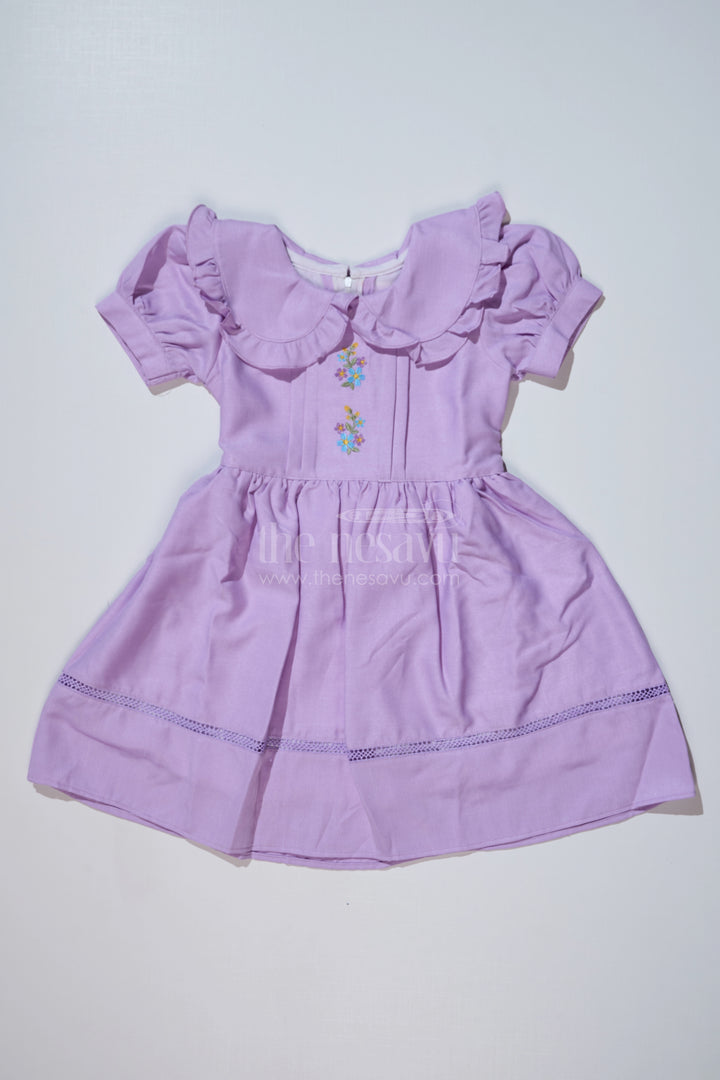 Casual Frock for Girls in Poly Blended Fabric with Embroidered Details