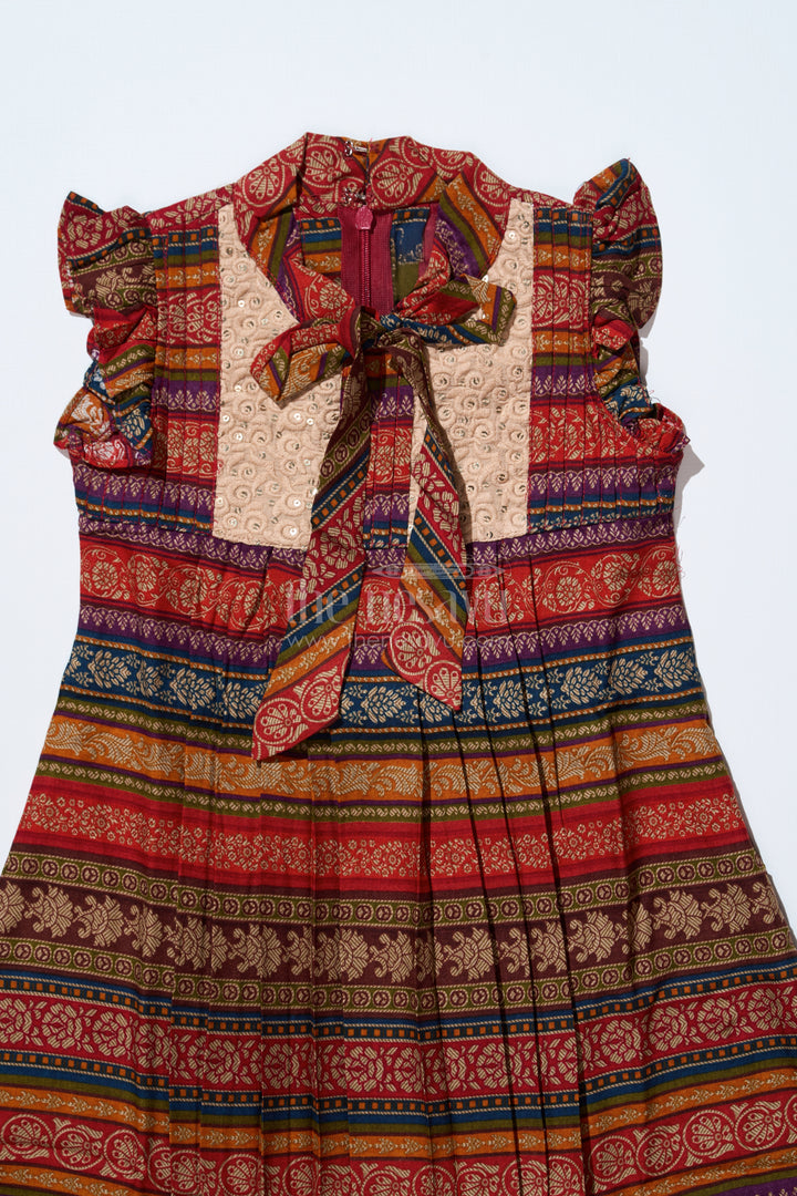 Girls Frock Cotton Ki with Bohemian Print and Embroidered Yoke for a Chic Look