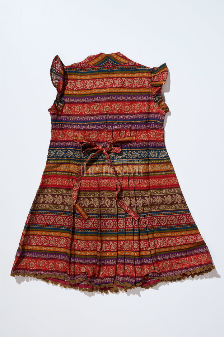 Girls Frock Cotton Ki with Bohemian Print and Embroidered Yoke for a Chic Look