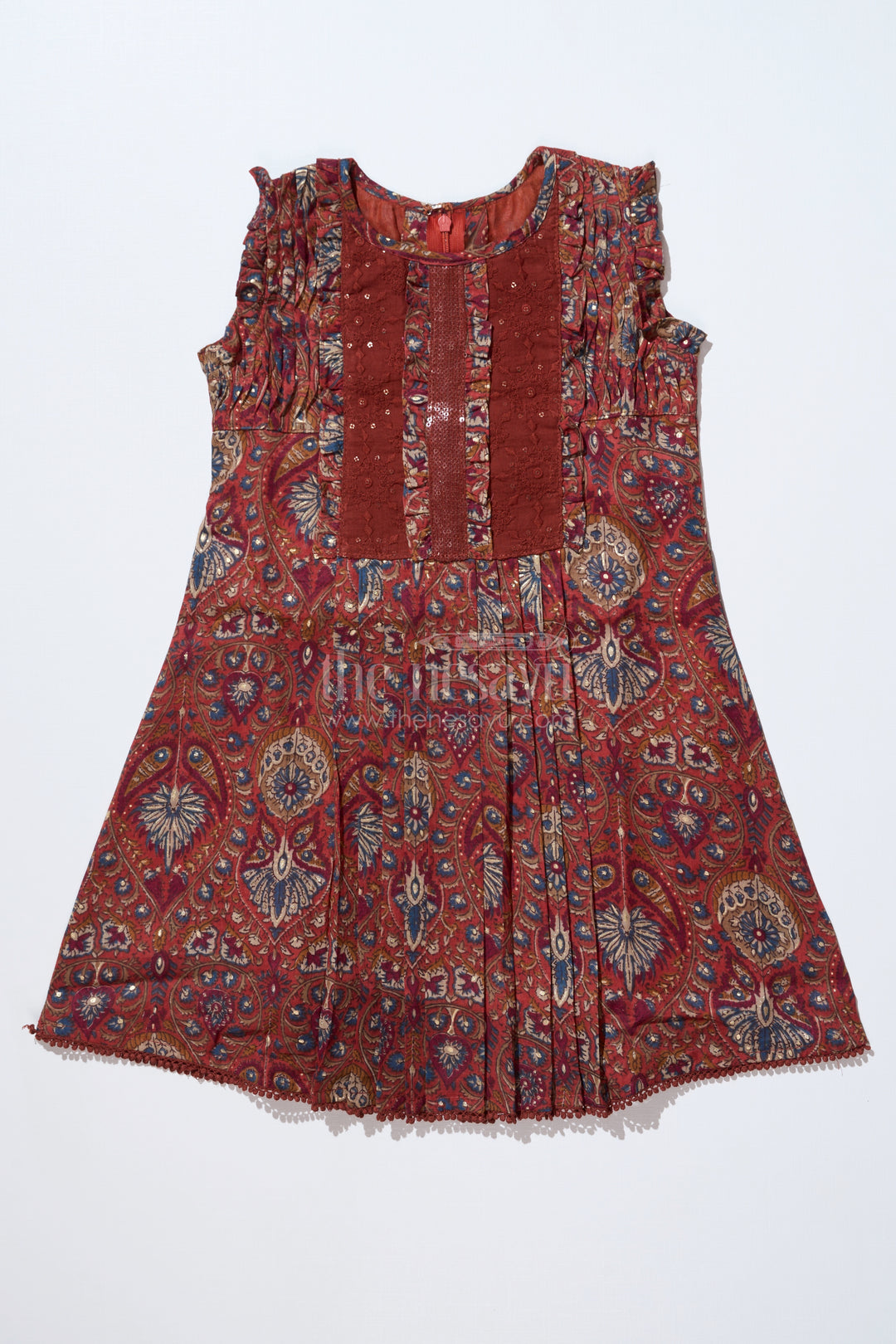 Girls Frock Cotton Ka with Traditional Paisley Print and Embroidered Yoke for a Classic Look