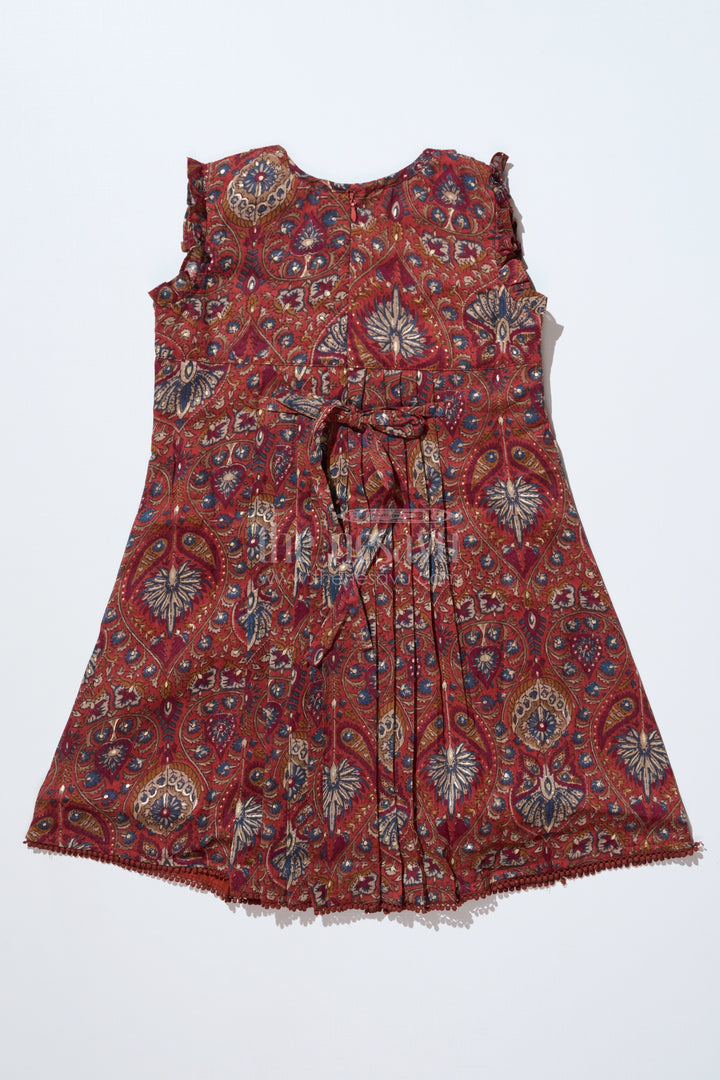 Girls Frock Cotton Ka with Traditional Paisley Print and Embroidered Yoke for a Classic Look