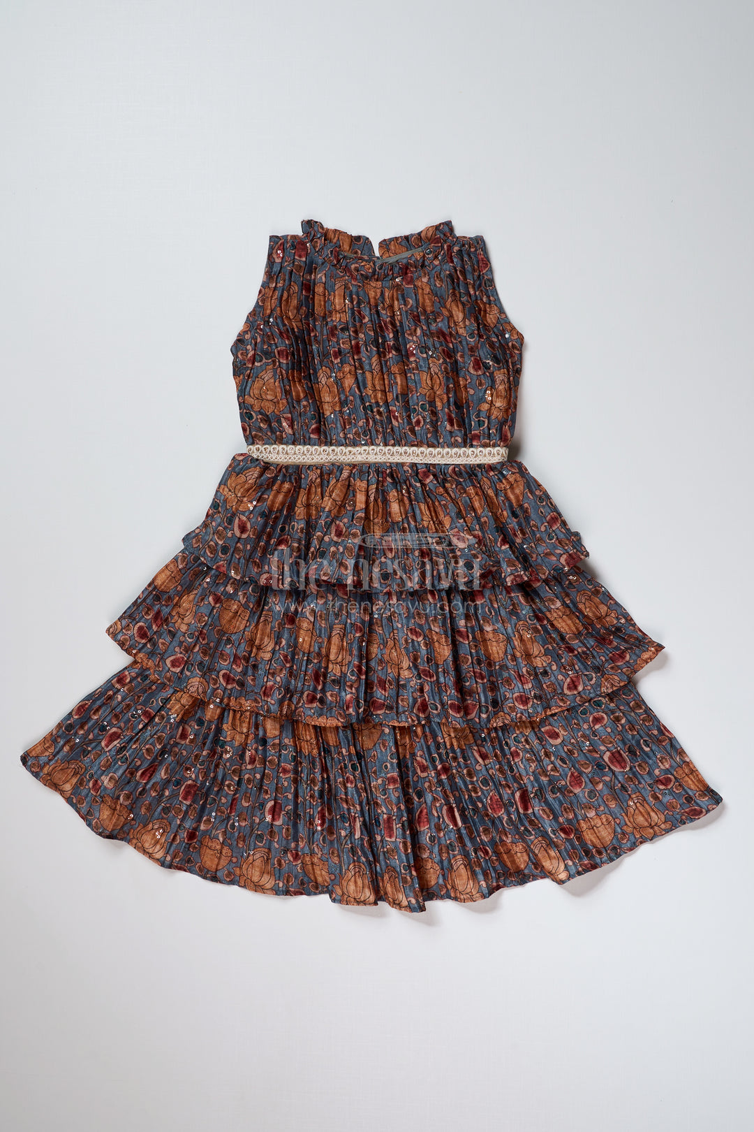 Stylish Prince Frock for Girls with Chinon Pleated Silk and Elegant Tiered Ruffles