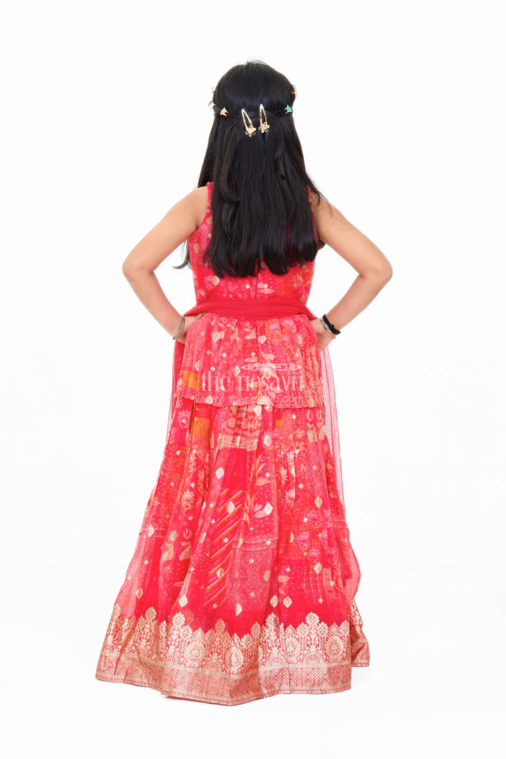 Stunning Girls Lehenga Choli in Georgette with Red and Gold Embroidery