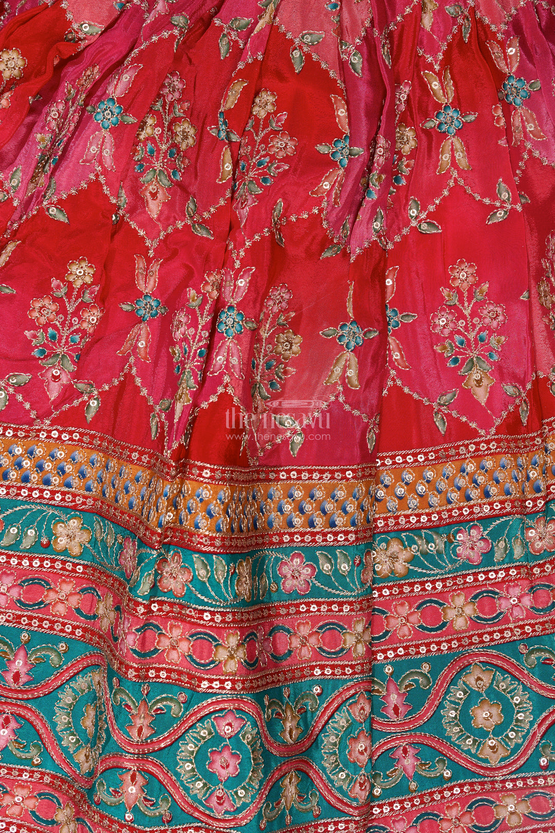 Girls Choli with Placement Print and Embroidery Featuring a Flared Lehenga for Special Occasions