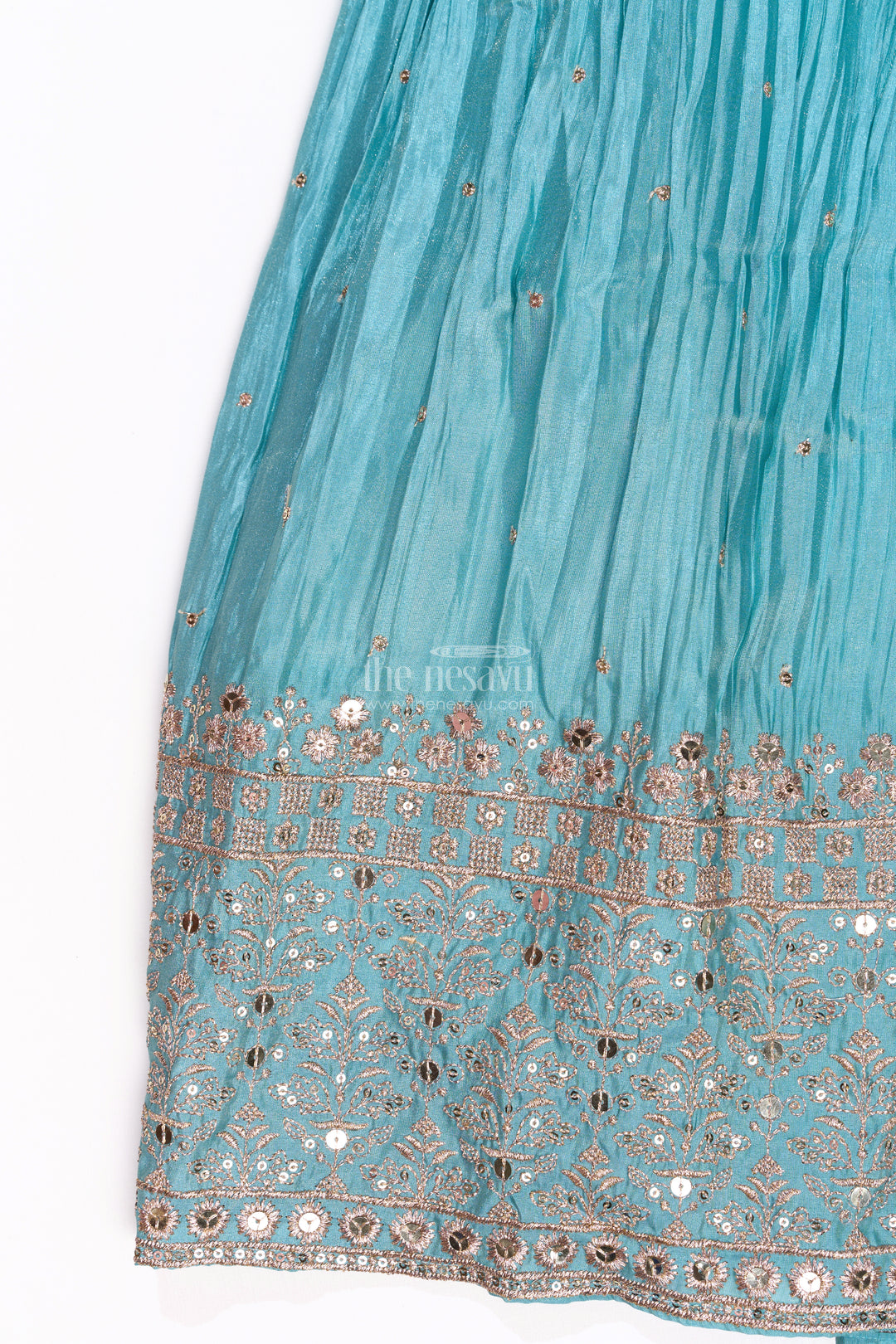 Elegant Long Choli Lehenga for Girls with Shimmering Chinon Silk and Embellished Dupatta