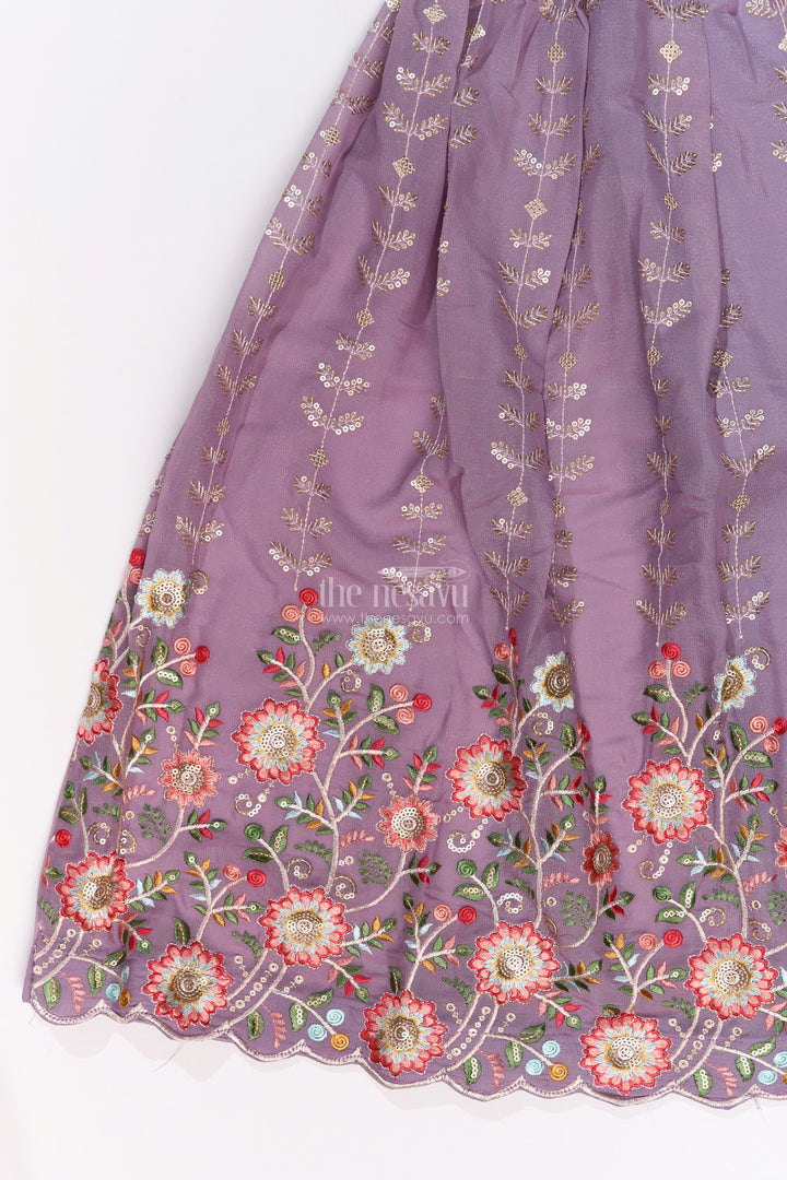 Girls Dark Purple Lehenga Choli with Embroidery and Dupatta for Festive and Wedding Wear