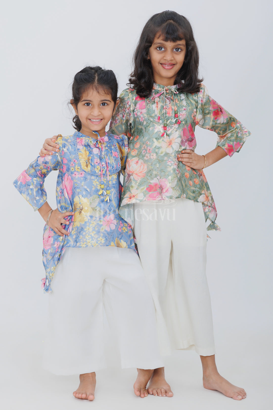 Girls Floral Printed Cropped Top with White Culottes and Camisole for Summer Picnics and Playdates