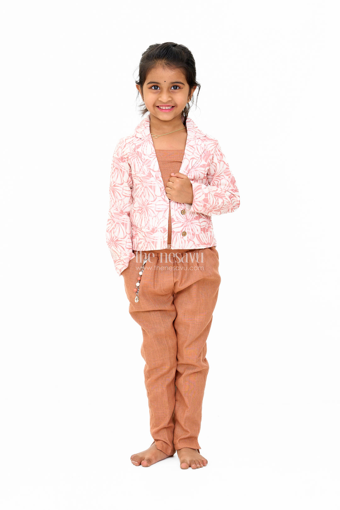 Garara for Wedding with Printed Jacket in Flax Cotton Blend, Ideal for Festive Celebrations