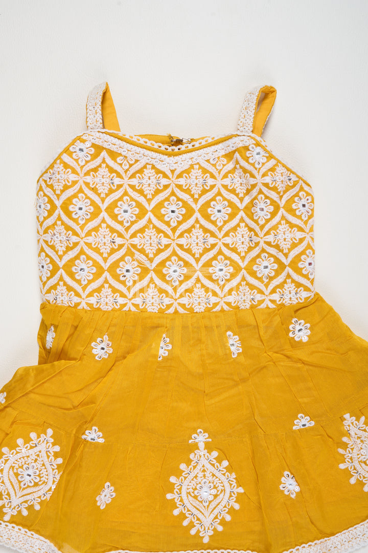 Bright Yellow Sharara for Haldi in Chanderi with Intricate Embroidery