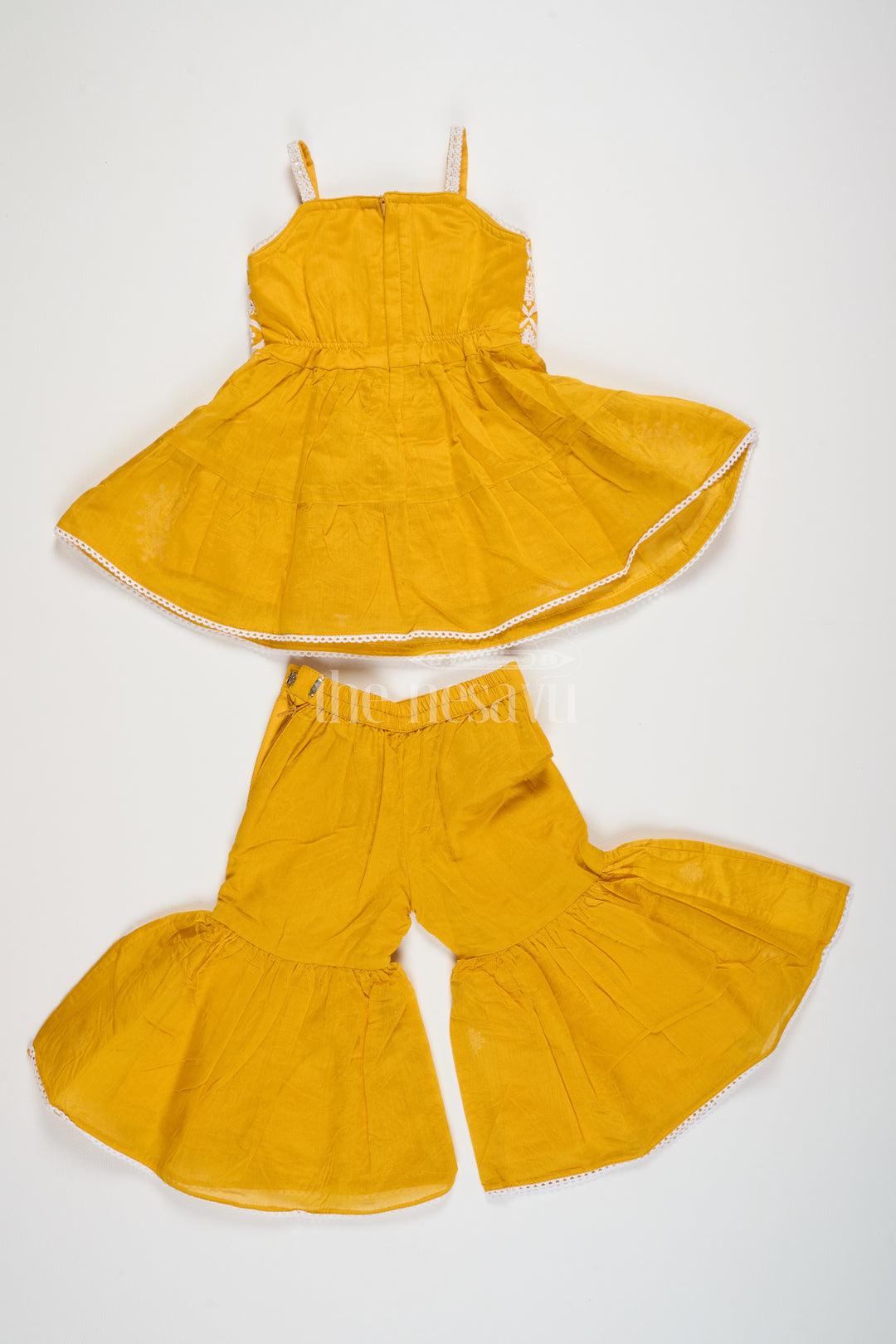 Bright Yellow Sharara for Haldi in Chanderi with Intricate Embroidery