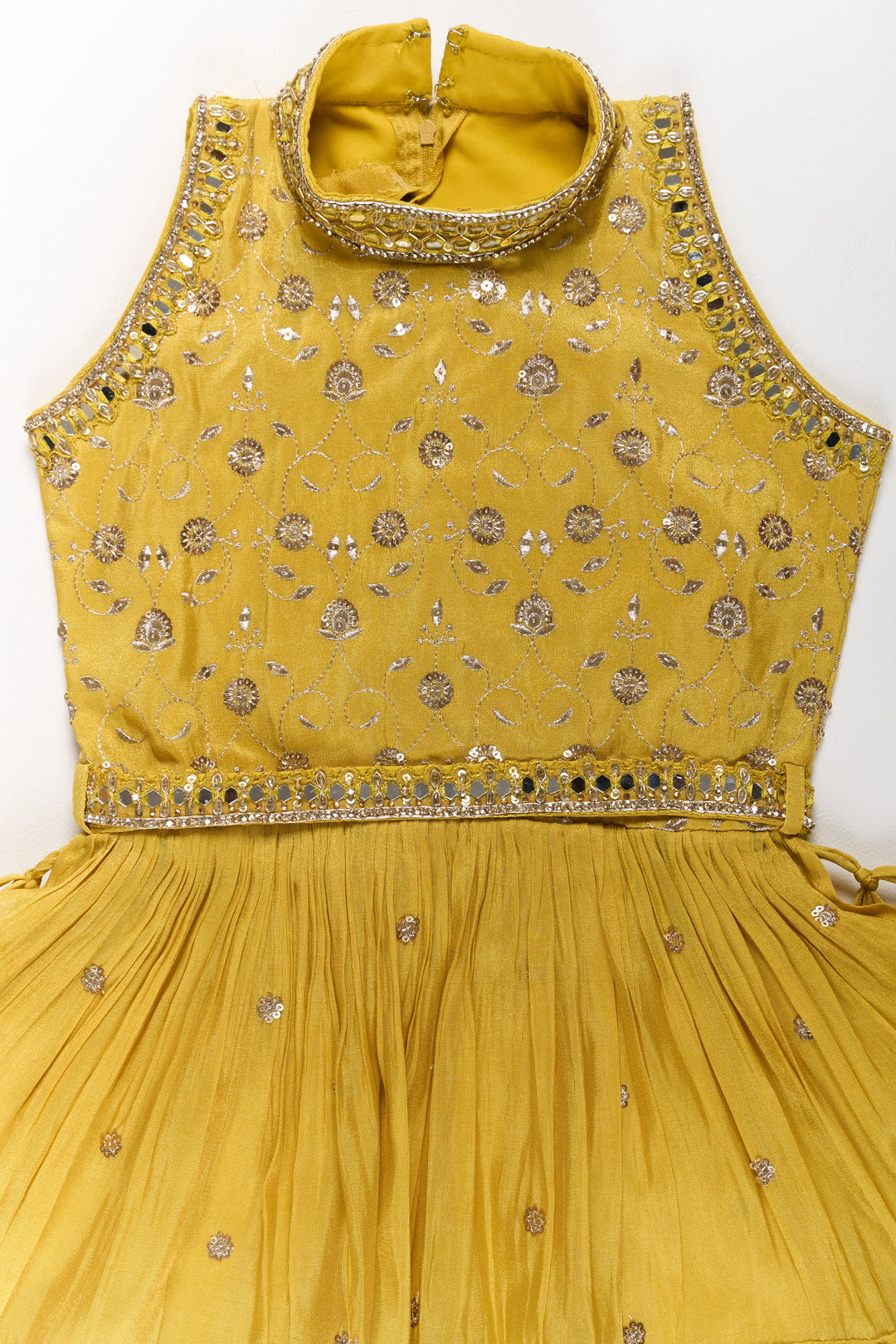 Elegant Yellow Georgette Girls Sharara Set with Sequin Embroidery and Peplum Top