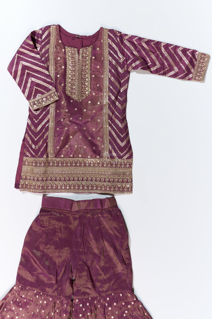 Girls Kurta Sharara Set with Heavy Embroidery and Elegant Dupatta for Festive Wear