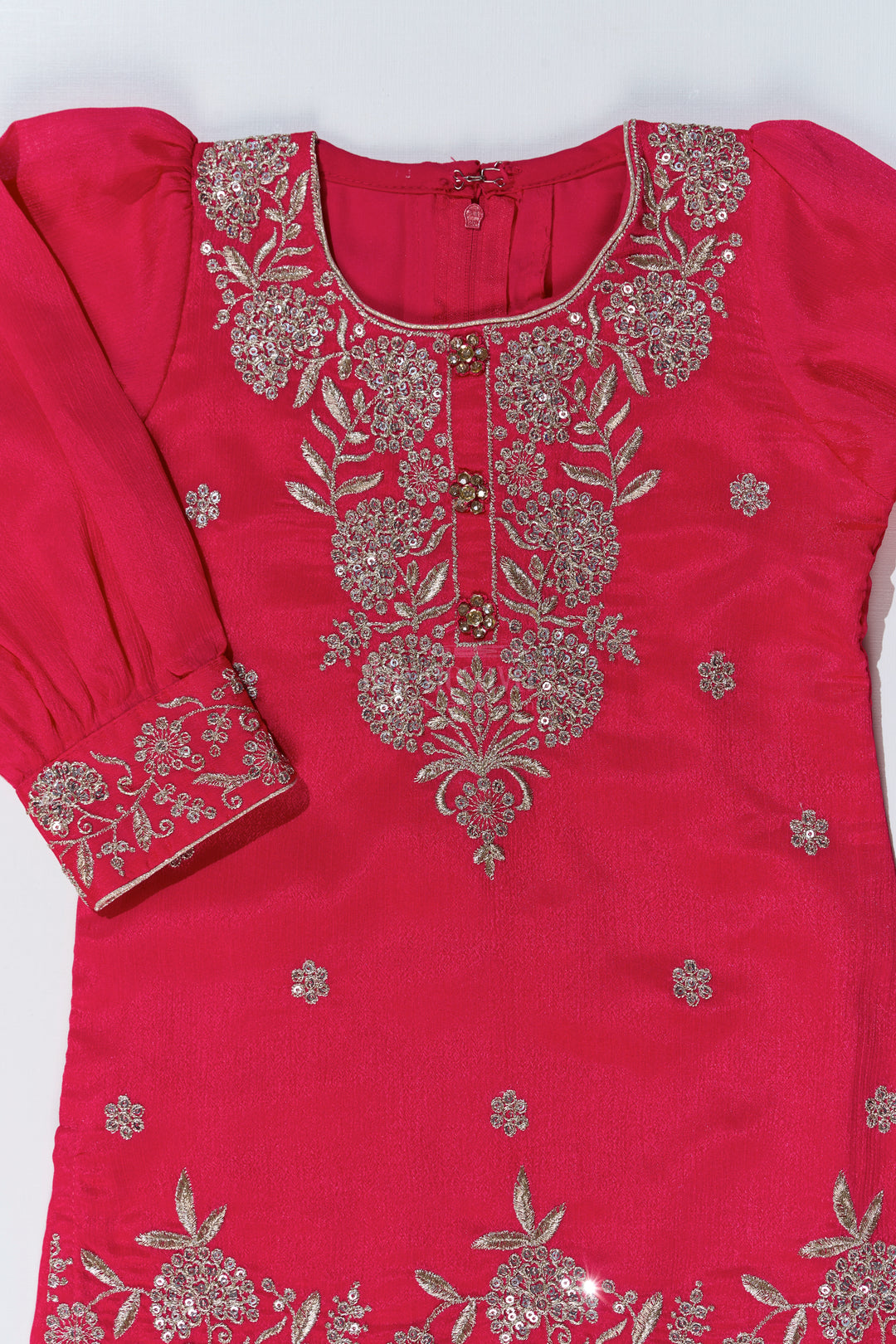 Elegant Plain Kurti Plazo Set for Girls with Embroidered Chinon Fabric and Flared Bottom