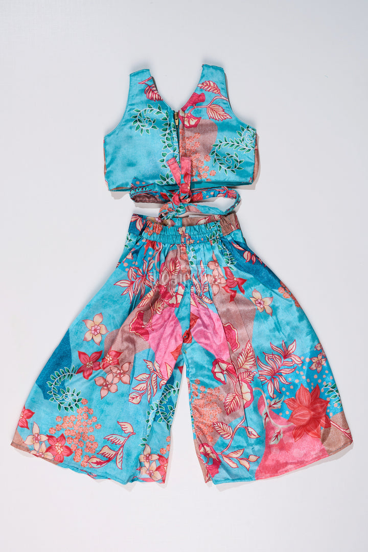 Girls Plazo Choli with Jacket and Floral Print Design for a Graceful Ethnic Look