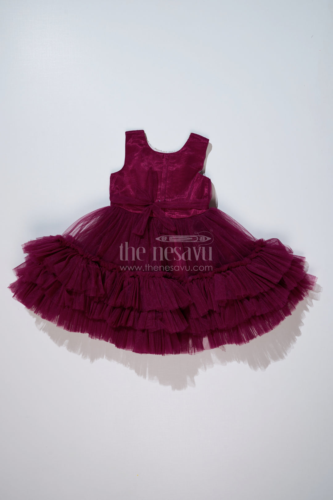 Girls Elegant Purple Cocktail Party Dress with Ruffled Layers and Sequin Embellishments