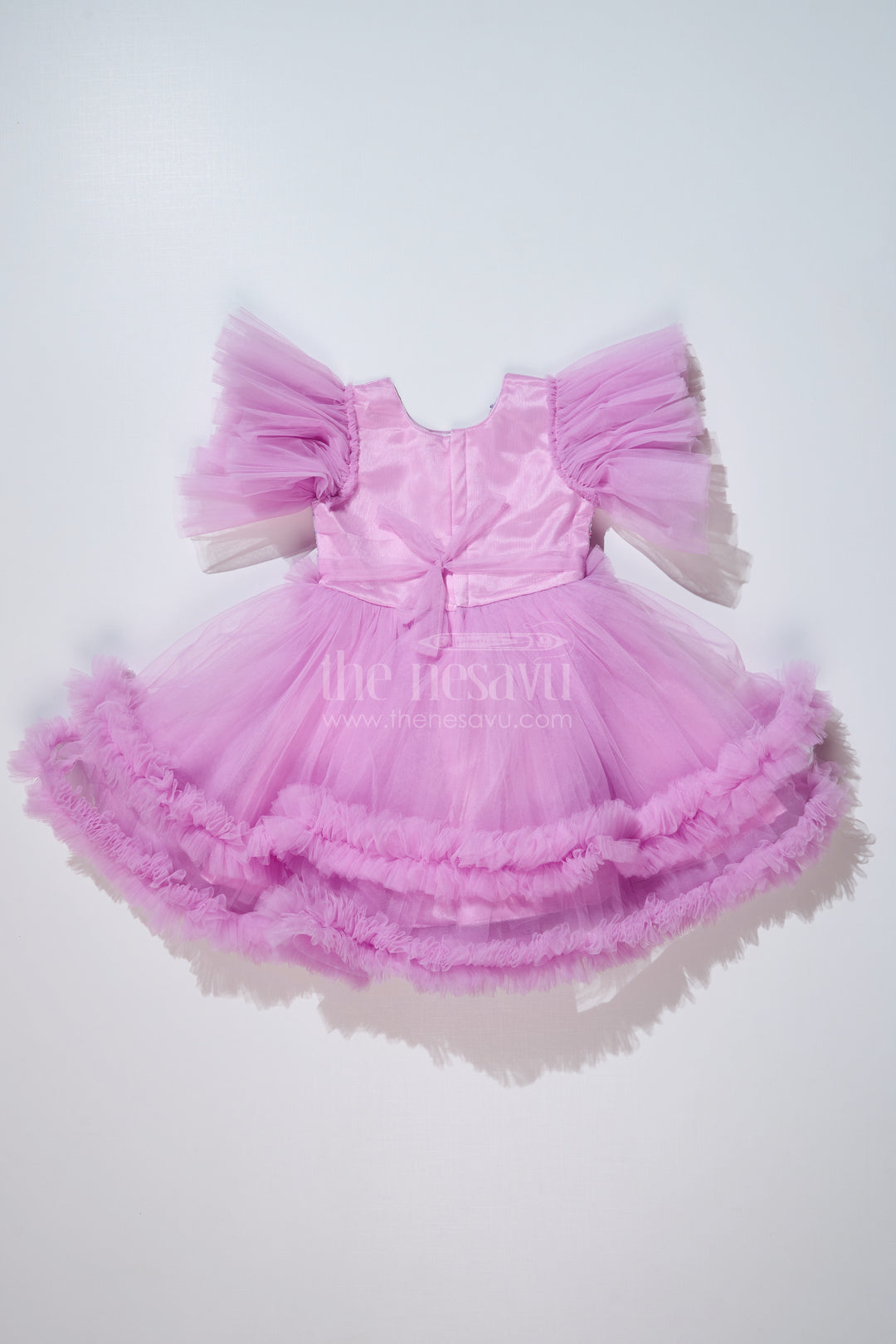 Elegant Purple Short Party Frock for Girls with Sequin Bodice and Ruffled Layers