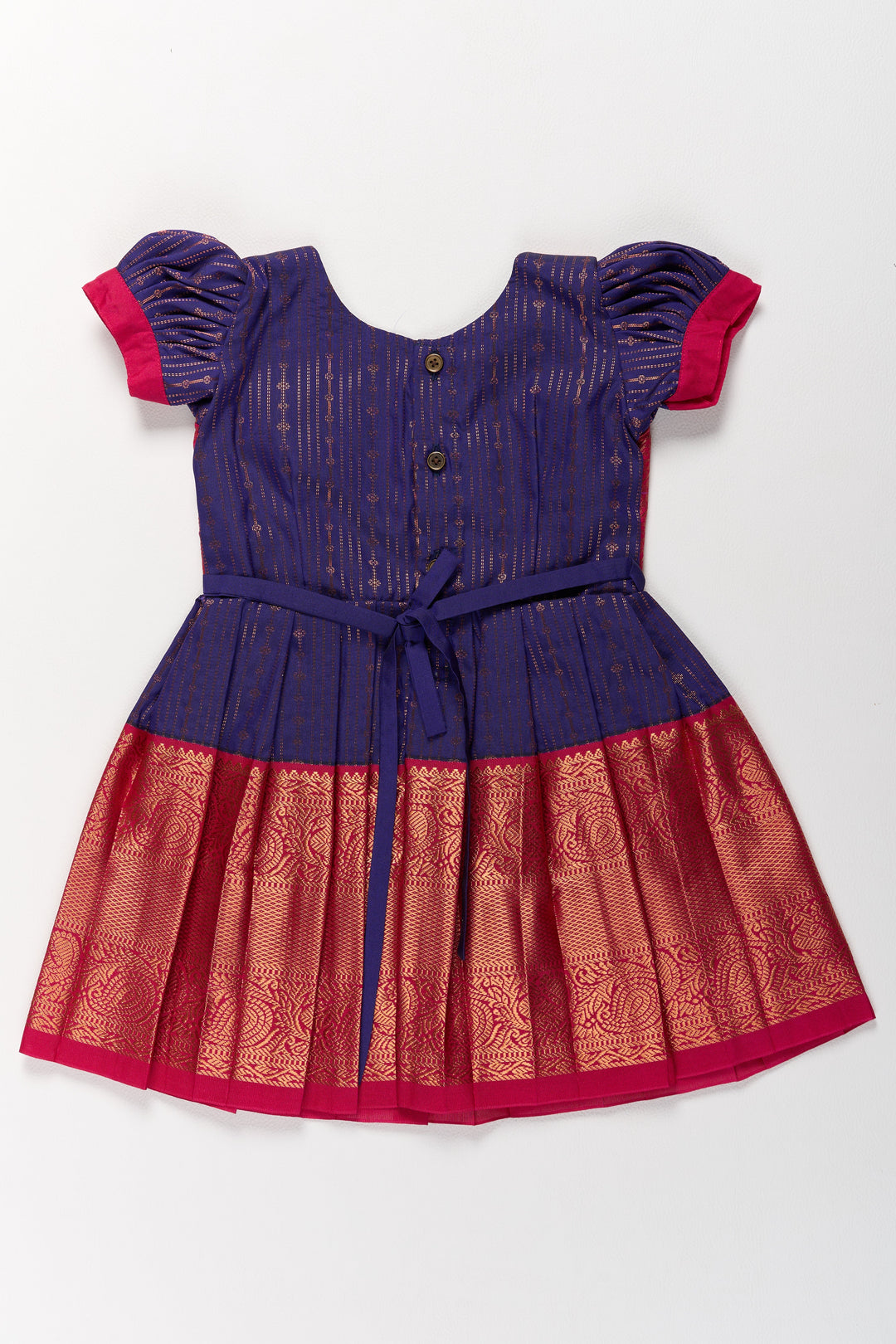 Elegant Purple and Red Pattu Pavadai for Girls with Zari Borders and Pleated Skirt