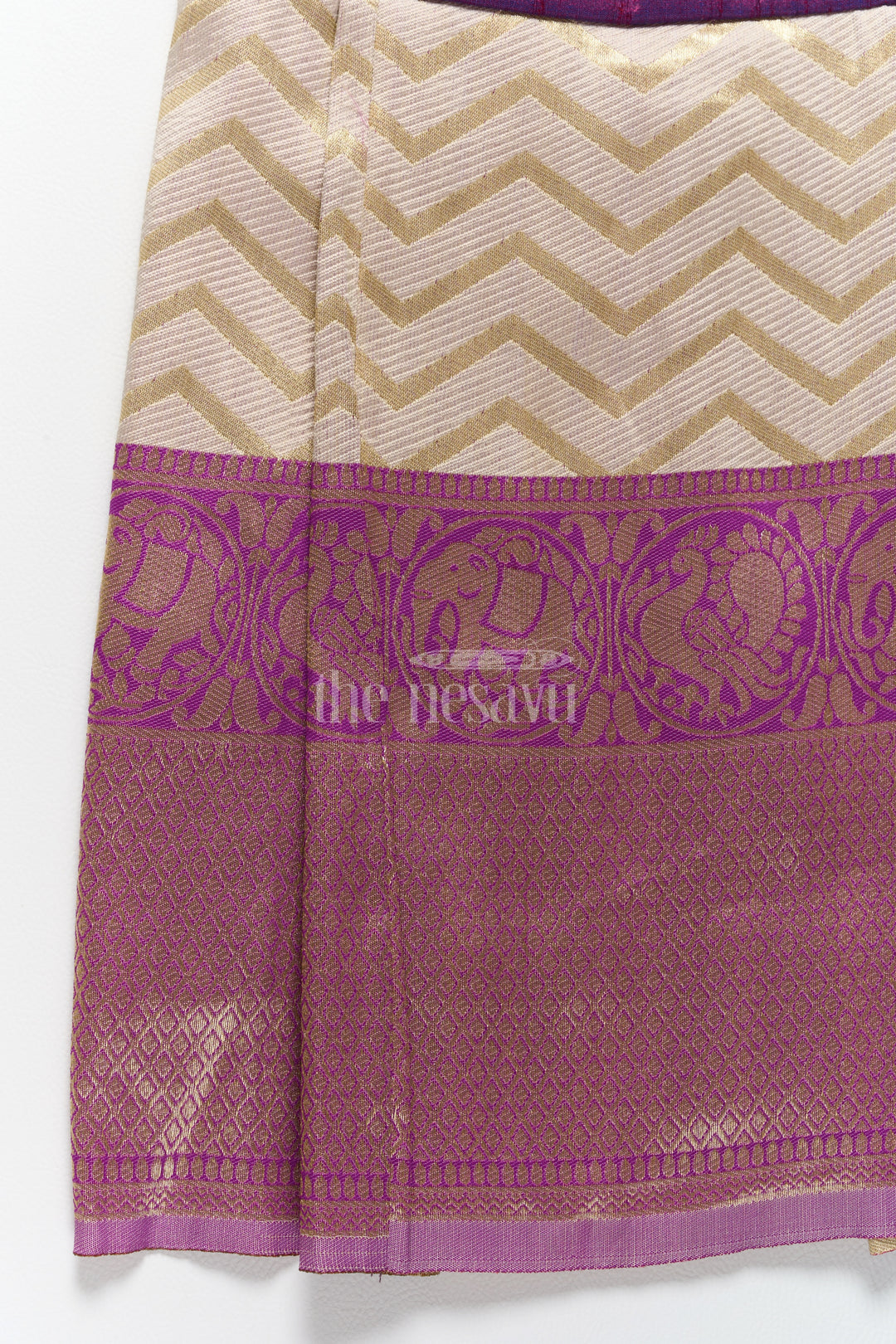 Regal Purple and Gold Jacquard Indian Frock for Girls with Intricate Border Details