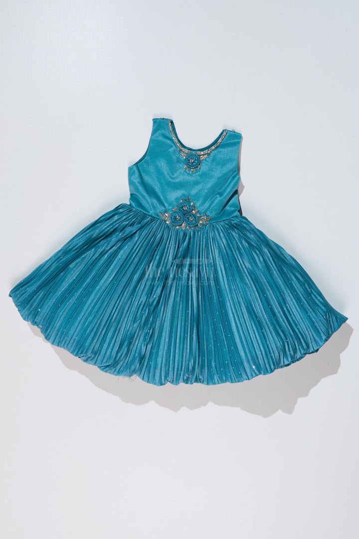 Girls Full Frock Dress for Reception with Sequin Jacket and Pleated Flared Skirt for a Grand Look