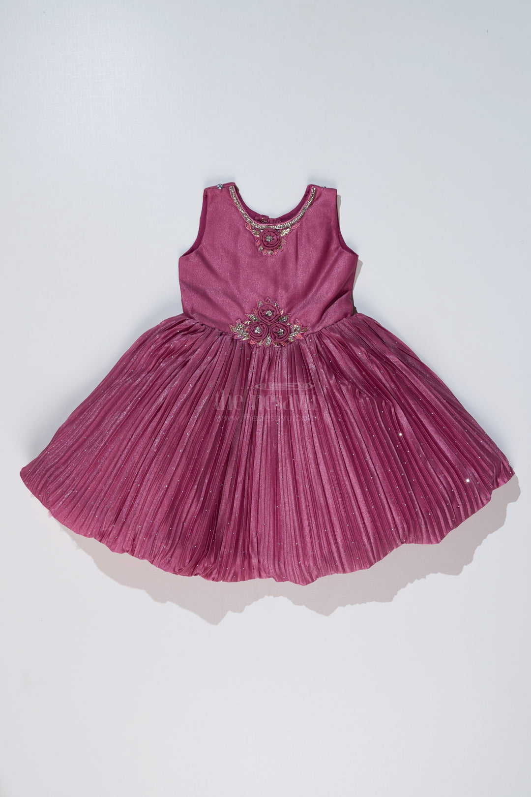 Girls Full Frock for Reception with Rich Embellishments and Flowy Pleated Skirt for a Princess Look