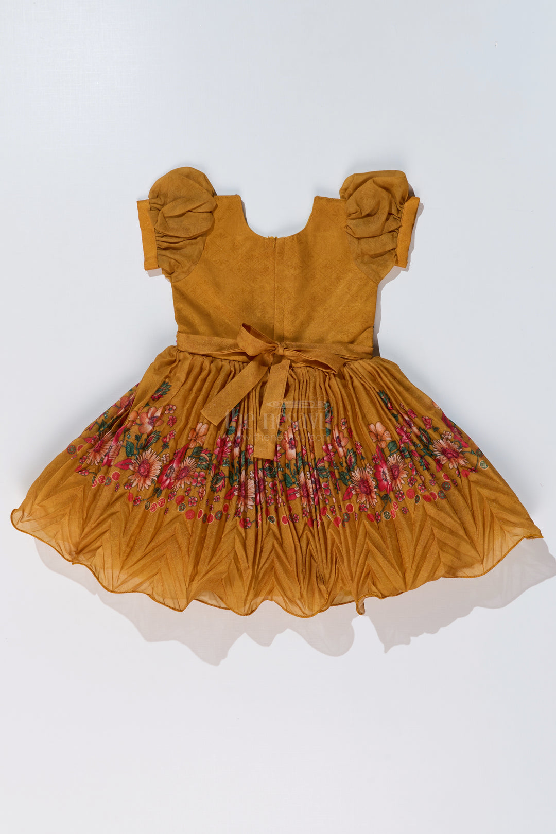 Girls Aesthetic Birthday Dress with Floral Embroidery and Pleated Flared Skirt for a Festive Look