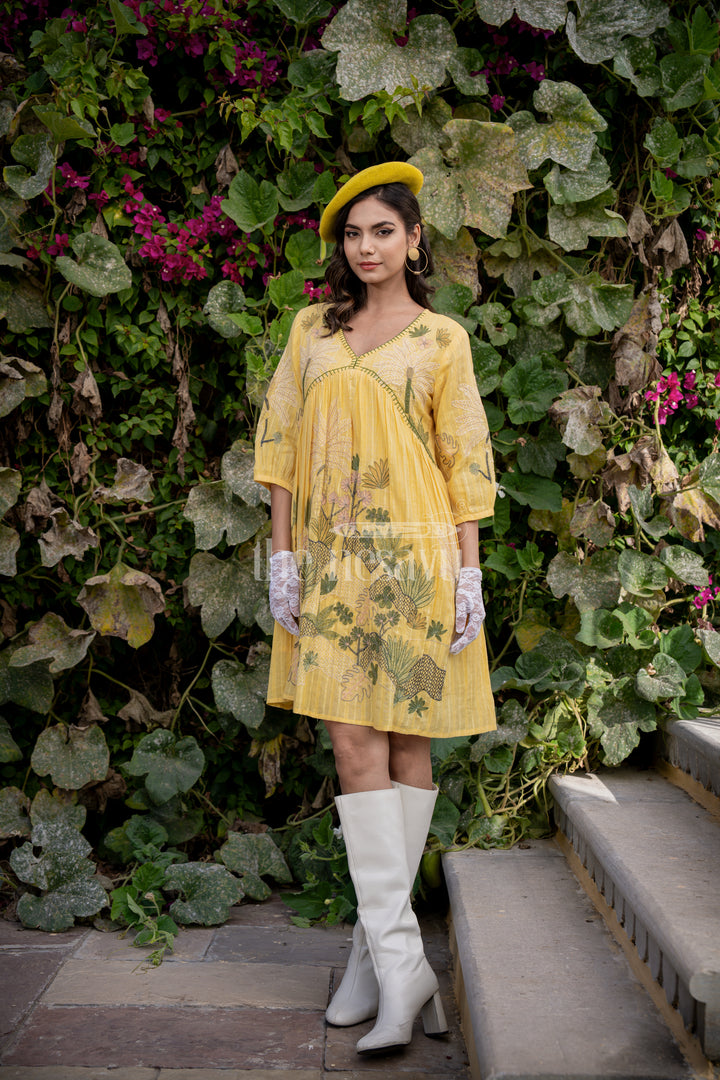 Yellow Chiffon Trendy Party Wear Dresses for Ladies with Floral Embroidery and Elegant Flair