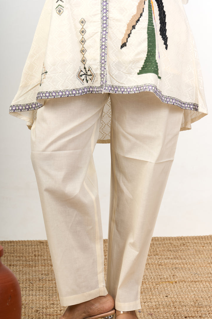 Elegant Women’s Knitted Co-Ord Trouser Set with Intricate Designs and Classic Appeal