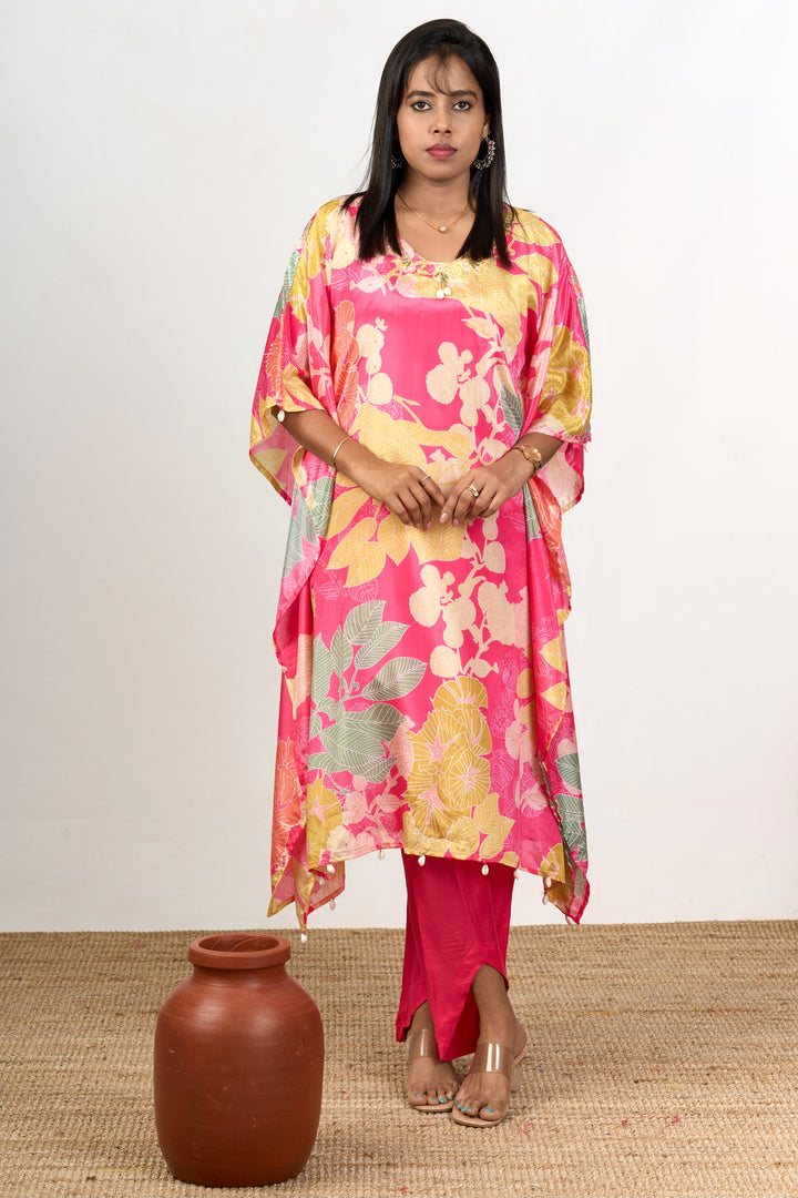 Womens Chiffon Kurta Co Ord Set with Floral Prints and Flowy Design