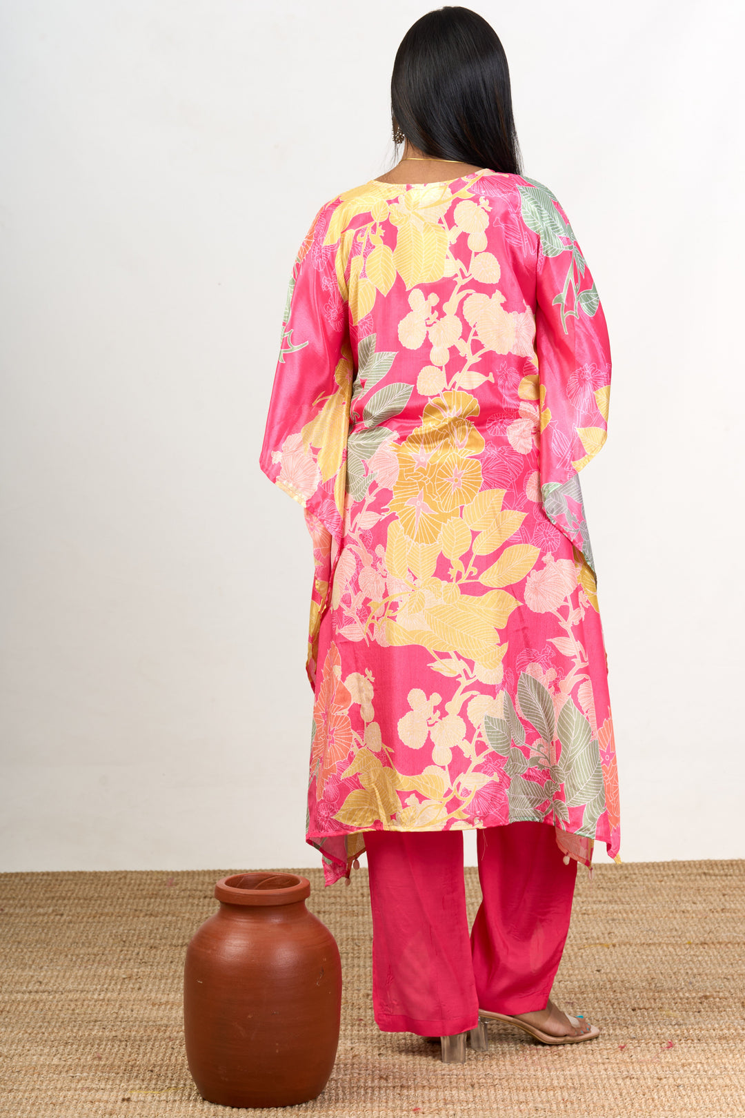 Womens Chiffon Kurta Co Ord Set with Floral Prints and Flowy Design